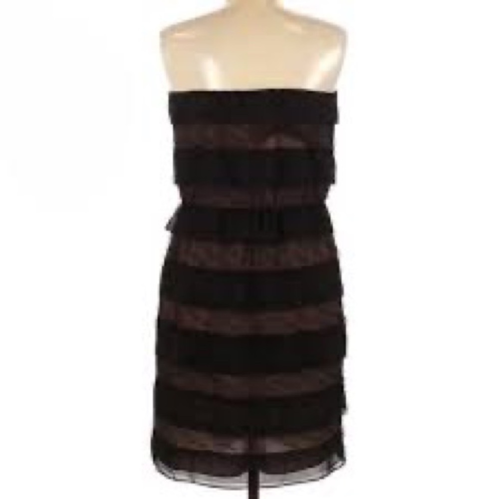BCBG MaxAzria Ruffle Lace Marcelle Dress Strapless Black